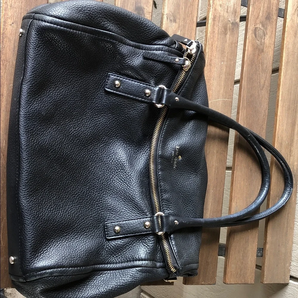 kate spade Black Leather Satchel with Gold Hardware